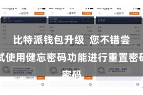 比特派钱包升级 您不错尝试使用健忘密码功能进行重置密码